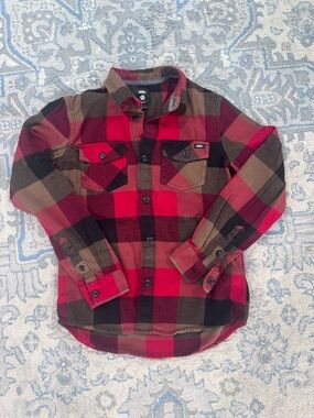 Vans Red, Black & Brown Plaid Button-Up Shirt